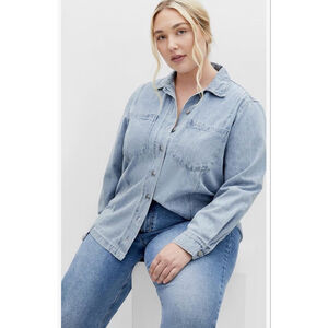 NEW City Chic Cotton Plus Size Shirt - Liv Denim 12 $99